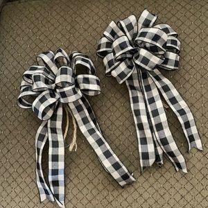 Two Buffalo Plaid bows Black and Tan